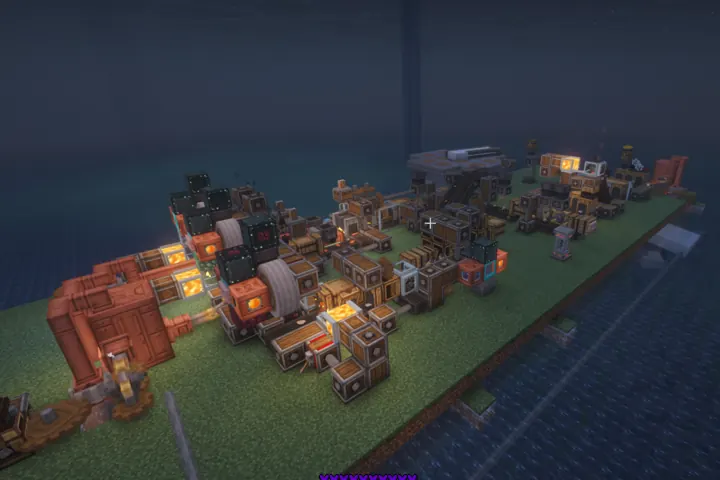 A growing automation line packed onto a waterfront platform.