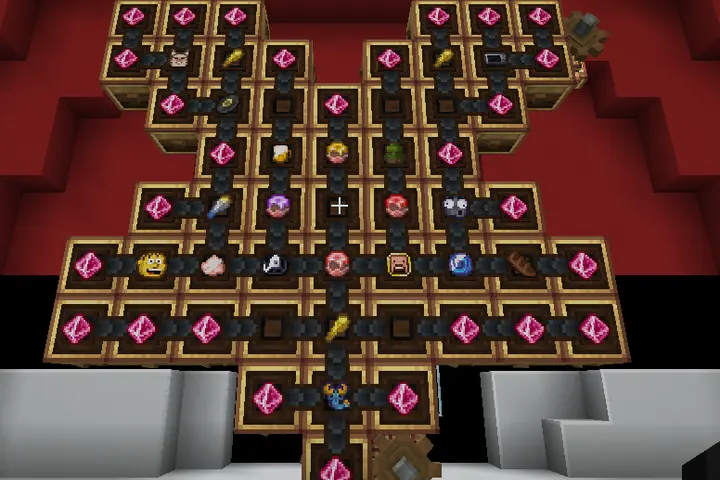A symmetrical display celebrates a prized Pokémon collection.