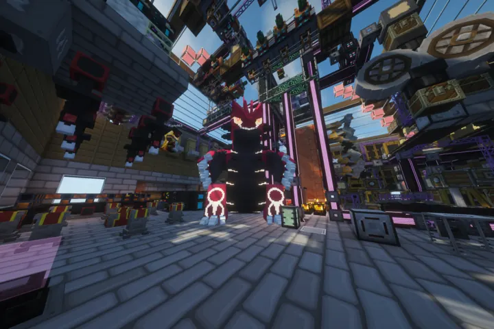 A vast technology hall built at true ATMons scale.