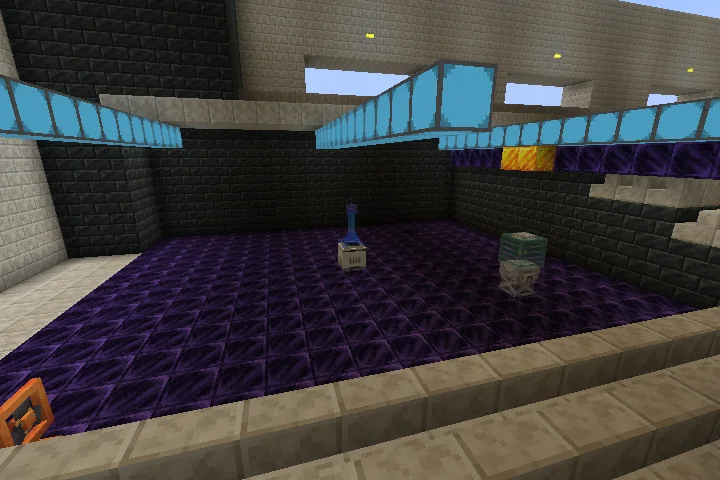 The Battle Tower holo terminal waits in the Coliseum west lounge.